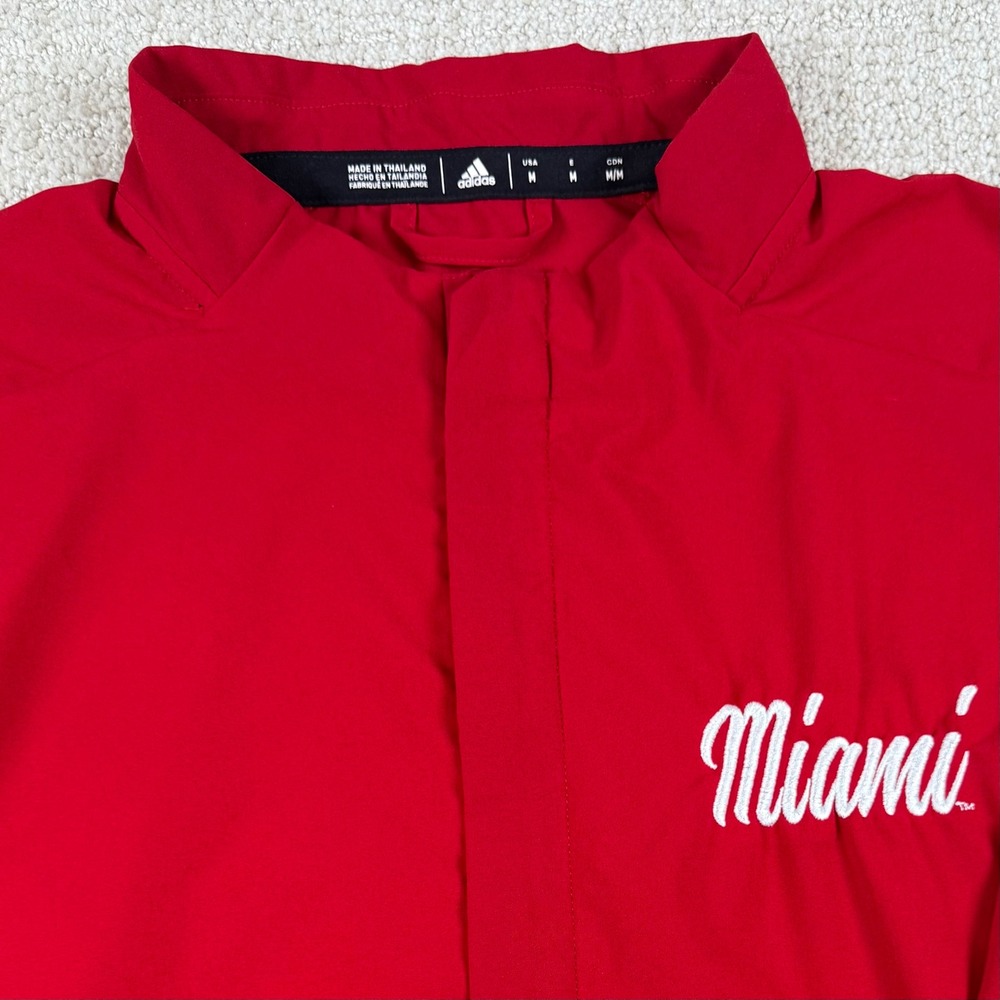Adidas Mens Medium Miami Redhawks Red 1/4 Zip Short Sleeve Lightweight Pullover